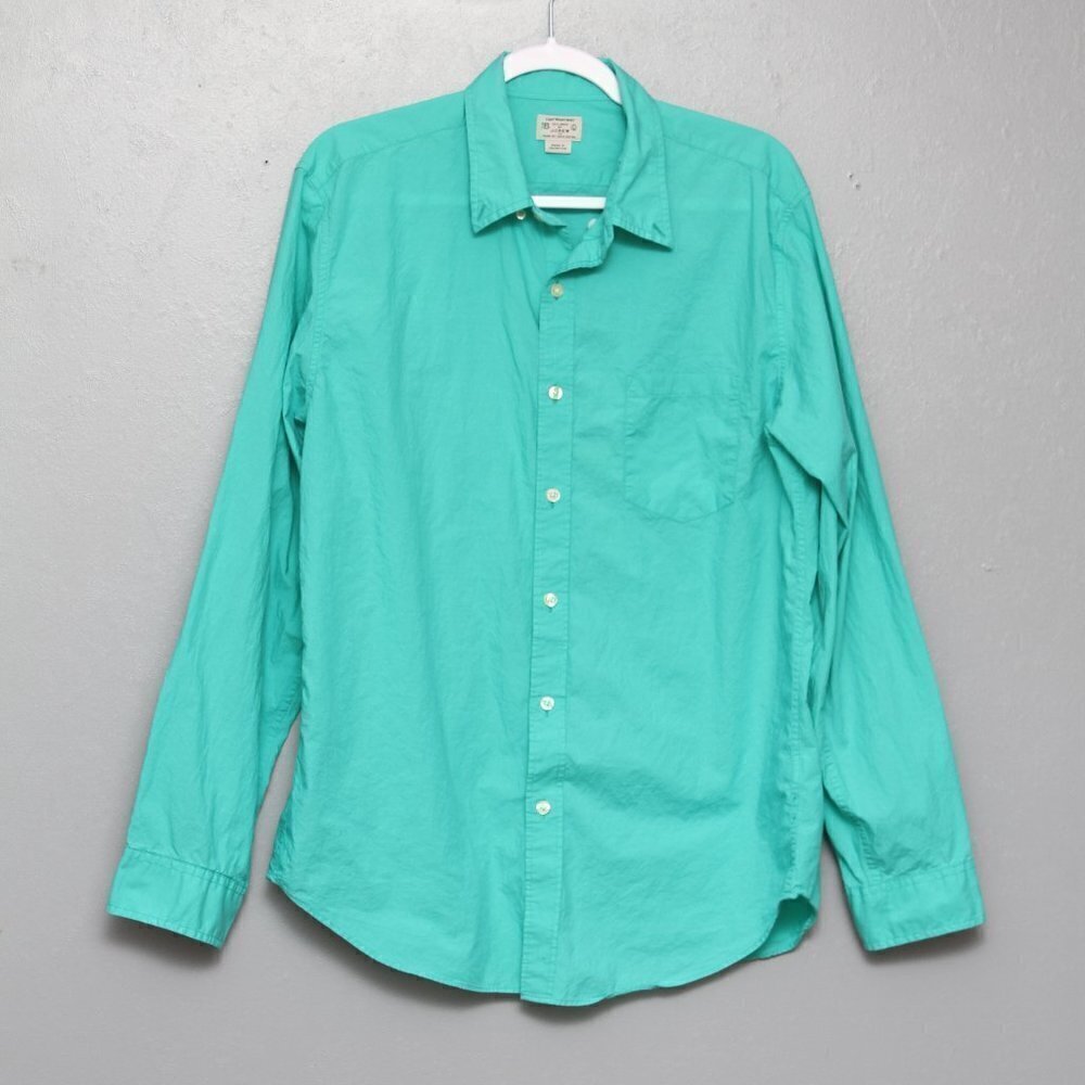 J crew Factory teal lightweight cotton long sleeve button up shirt